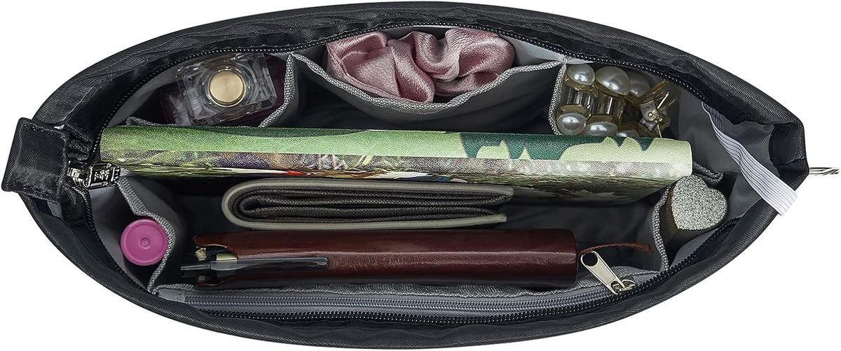 Premium Nylon Purse Organizer Tote Handbag Insert Organizers Bag in Bag Zipper 13 Pockets 5 Sizes