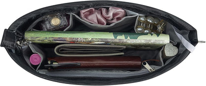 Premium Nylon Purse Organizer Tote Handbag Insert Organizers Bag in Bag Zipper 13 Pockets 5 Sizes