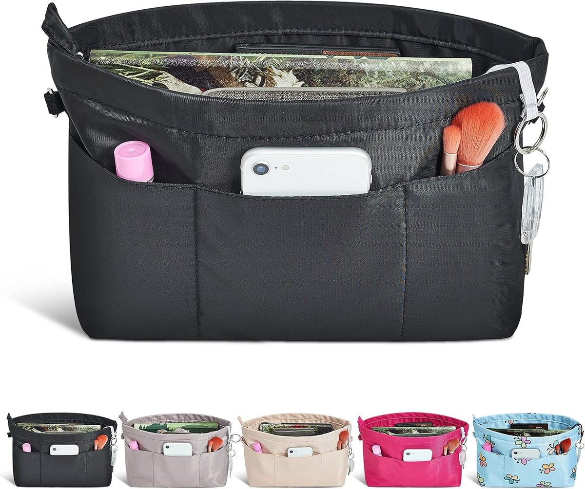 Premium Nylon Purse Organizer Tote Handbag Insert Organizers Bag in Bag Zipper 13 Pockets 5 Sizes