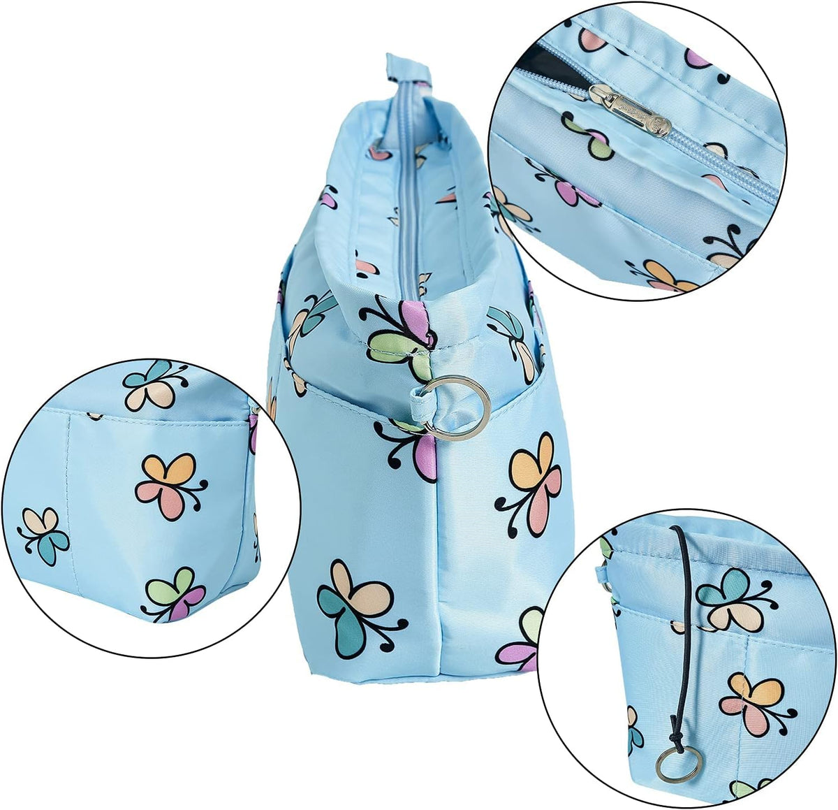 Premium Nylon Purse Organizer Tote Handbag Insert Organizers Bag in Bag Zipper 13 Pockets 5 Sizes