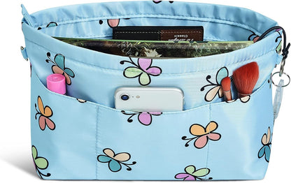 Premium Nylon Purse Organizer Tote Handbag Insert Organizers Bag in Bag Zipper 13 Pockets 5 Sizes