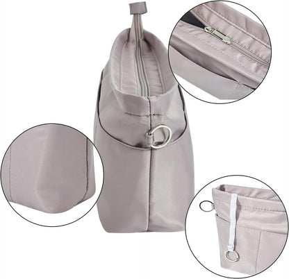 Premium Nylon Purse Organizer Tote Handbag Insert Organizers Bag in Bag Zipper 13 Pockets 5 Sizes