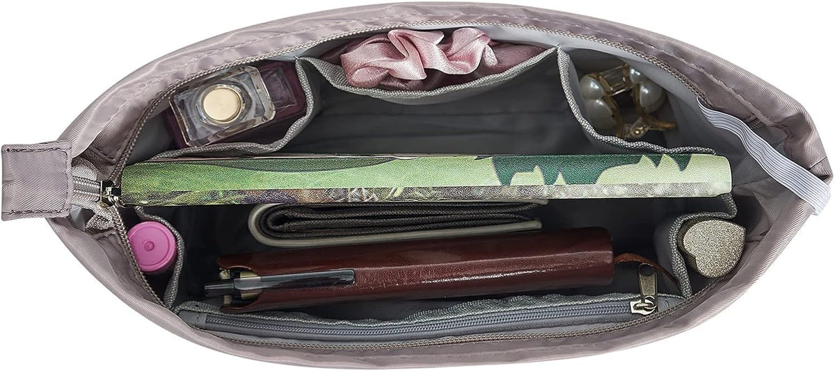 Premium Nylon Purse Organizer Tote Handbag Insert Organizers Bag in Bag Zipper 13 Pockets 5 Sizes