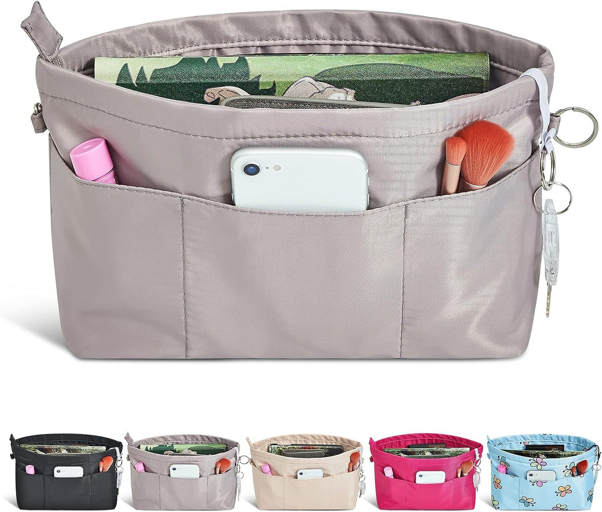 Premium Nylon Purse Organizer Tote Handbag Insert Organizers Bag in Bag Zipper 13 Pockets 5 Sizes