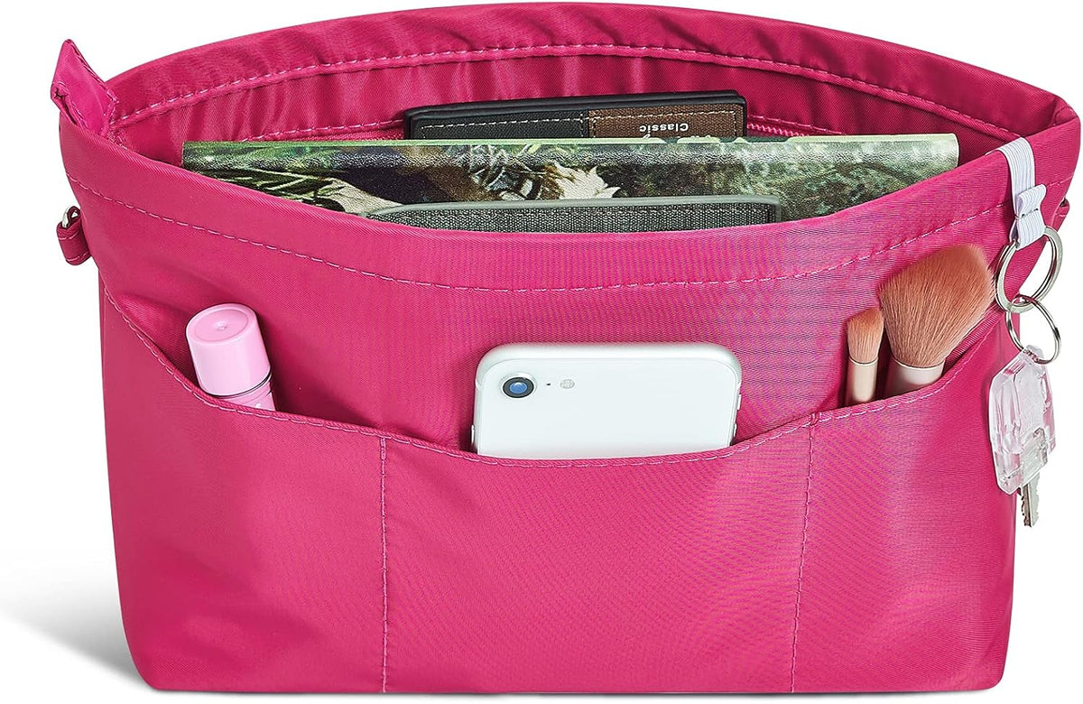 Premium Nylon Purse Organizer Tote Handbag Insert Organizers Bag in Bag Zipper 13 Pockets 5 Sizes