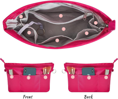 Premium Nylon Purse Organizer Tote Handbag Insert Organizers Bag in Bag Zipper 13 Pockets 5 Sizes