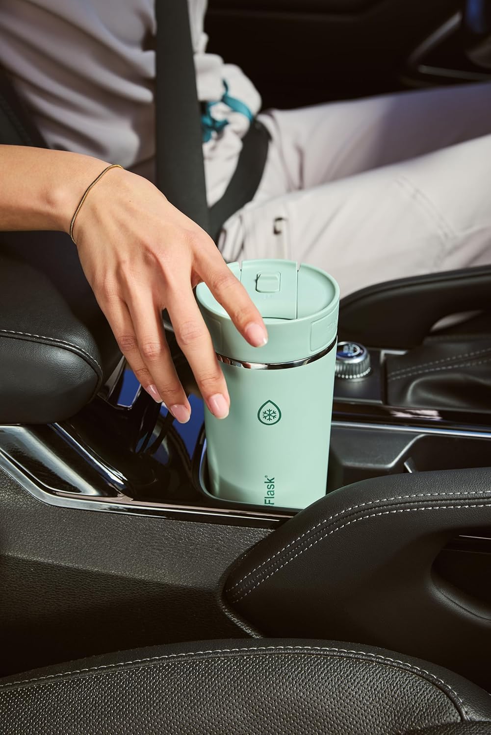 Stainless Steel Travel Coffee Tumbler with Sip-N-Lok Auto-Seal Lid (16 oz, Sage Green) - Leakproof Insulated Mug for Coffee & Tea