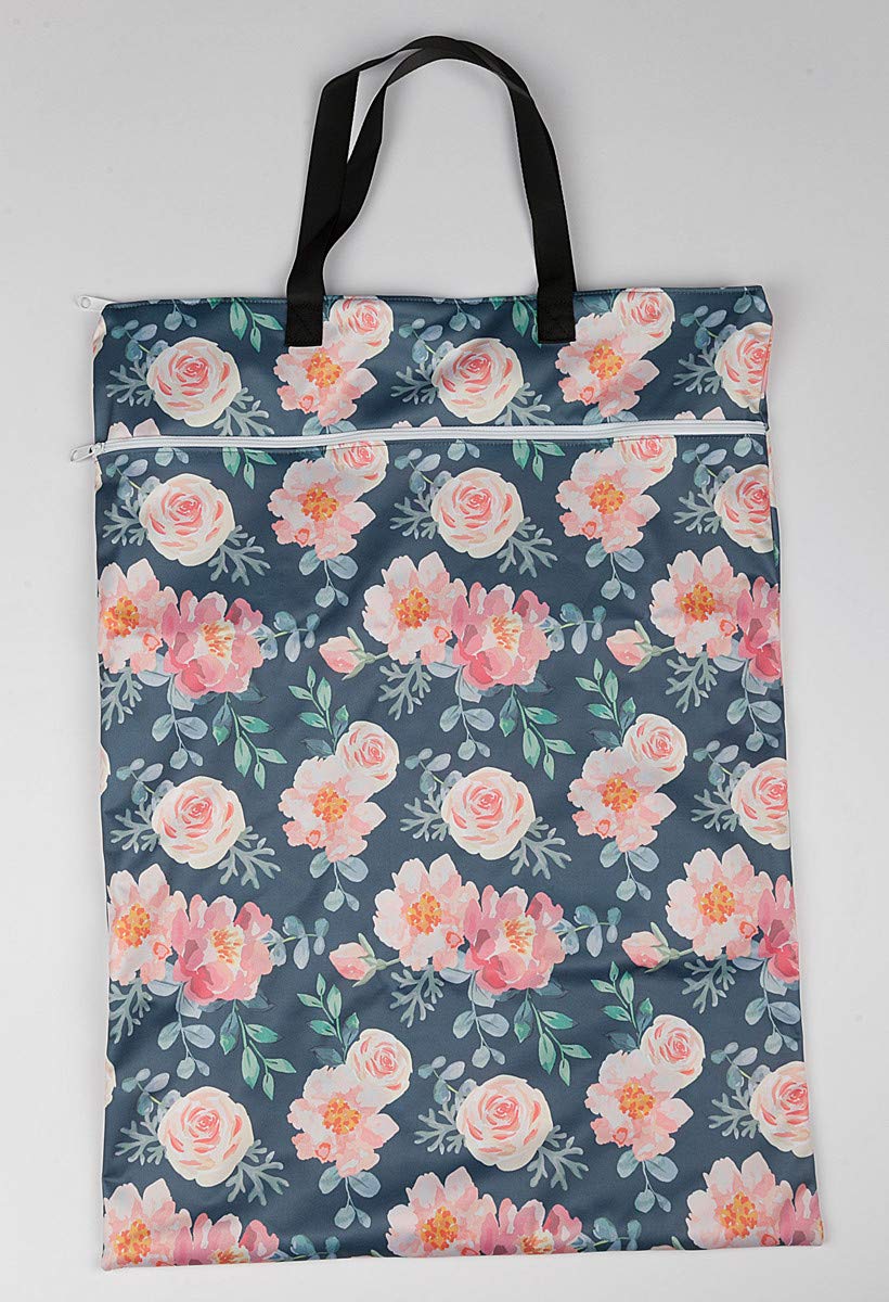 Large Hanging Wet/Dry Cloth Diaper Pail Bag for Reusable Diapers or Laundry (Rose)