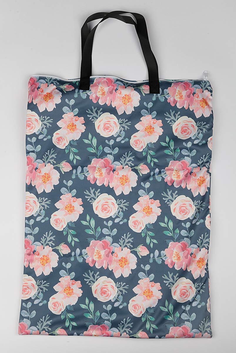Large Hanging Wet/Dry Cloth Diaper Pail Bag for Reusable Diapers or Laundry (Rose)