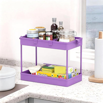 SPACELEAD 3 Tier Rolling Cart with Wheels, Storage Craft Art Trolley Organizer Serving, 3 Hanging Baskets Easy Assembly, for Office, Bathroom，Living Room, Kitchen, Black