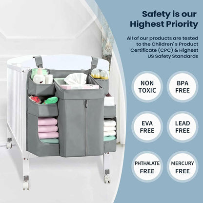 Diaper Organizer Changing - Table Large Multi Pockets, 19.69x19.29x6.3 Inch