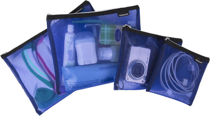 Set of 4 Mesh Pouches, Gray, 9.5 x 12.75 x 0.5