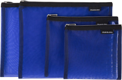 Set of 4 Mesh Pouches, Gray, 9.5 x 12.75 x 0.5