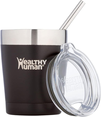 Stainless Steel Tumbler with Straw | Splash Proof Insulated Travel Cruiser Cup | Eco-Friendly Coffee Tumblers with Straws Cleaner & Splash Proof Lid (12oz, Bora Bora)
