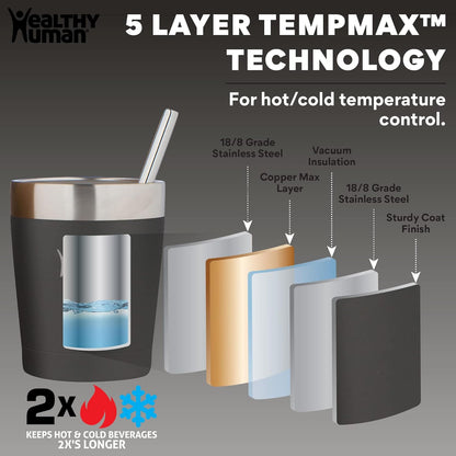 Stainless Steel Tumbler with Straw | Splash Proof Insulated Travel Cruiser Cup | Eco-Friendly Coffee Tumblers with Straws Cleaner & Splash Proof Lid (12oz, Bora Bora)