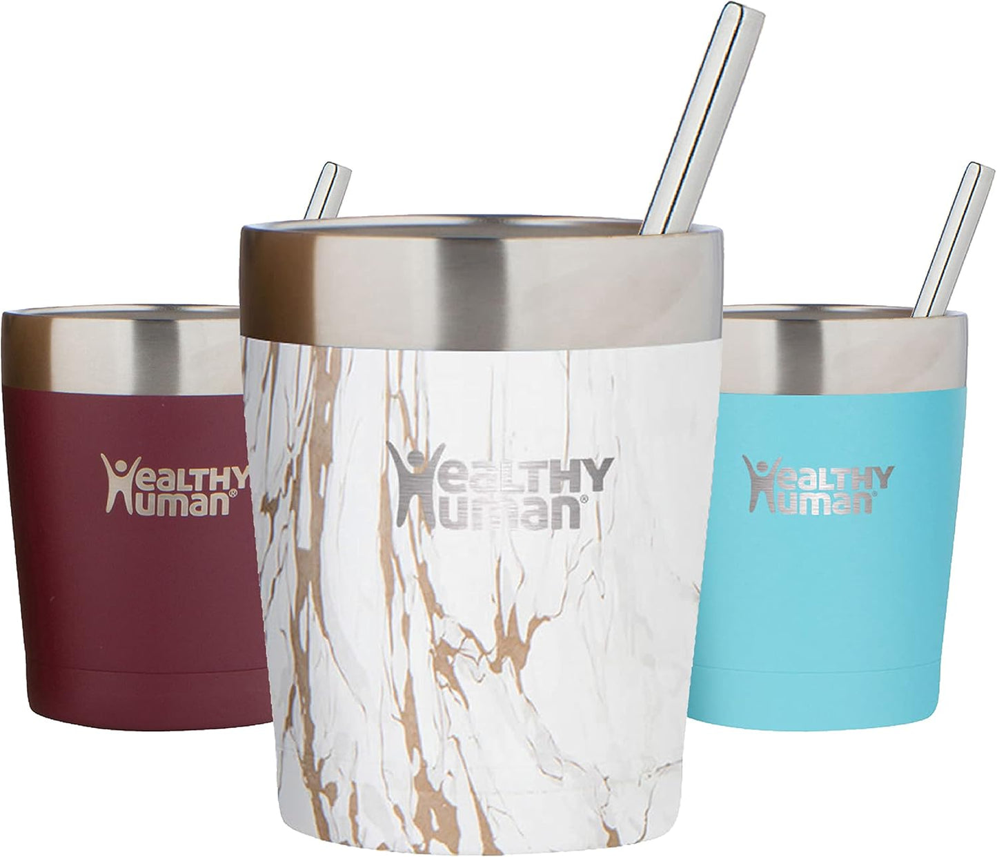 Stainless Steel Tumbler with Straw | Splash Proof Insulated Travel Cruiser Cup | Eco-Friendly Coffee Tumblers with Straws Cleaner & Splash Proof Lid (12oz, Bora Bora)