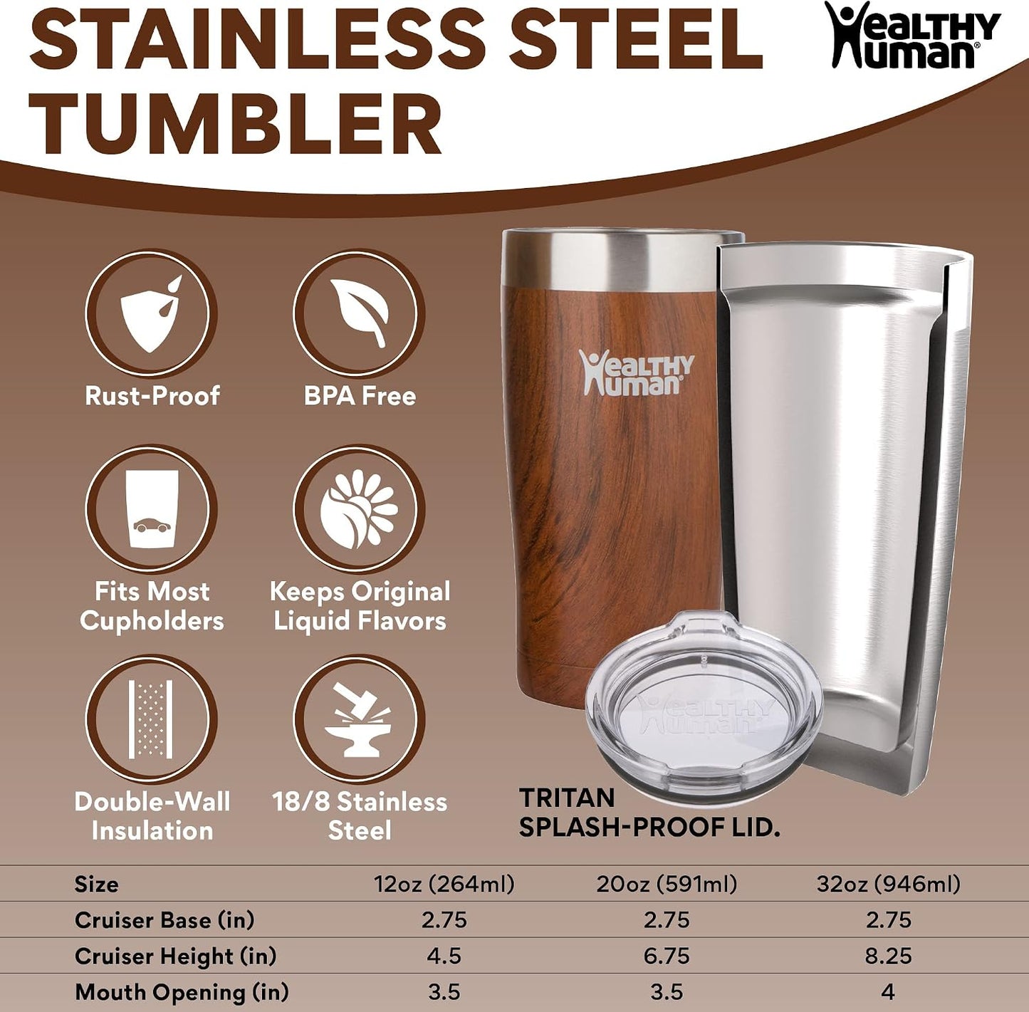 Stainless Steel Tumbler with Straw | Splash Proof Insulated Travel Cruiser Cup | Eco-Friendly Coffee Tumblers with Straws Cleaner & Splash Proof Lid (12oz, Bora Bora)