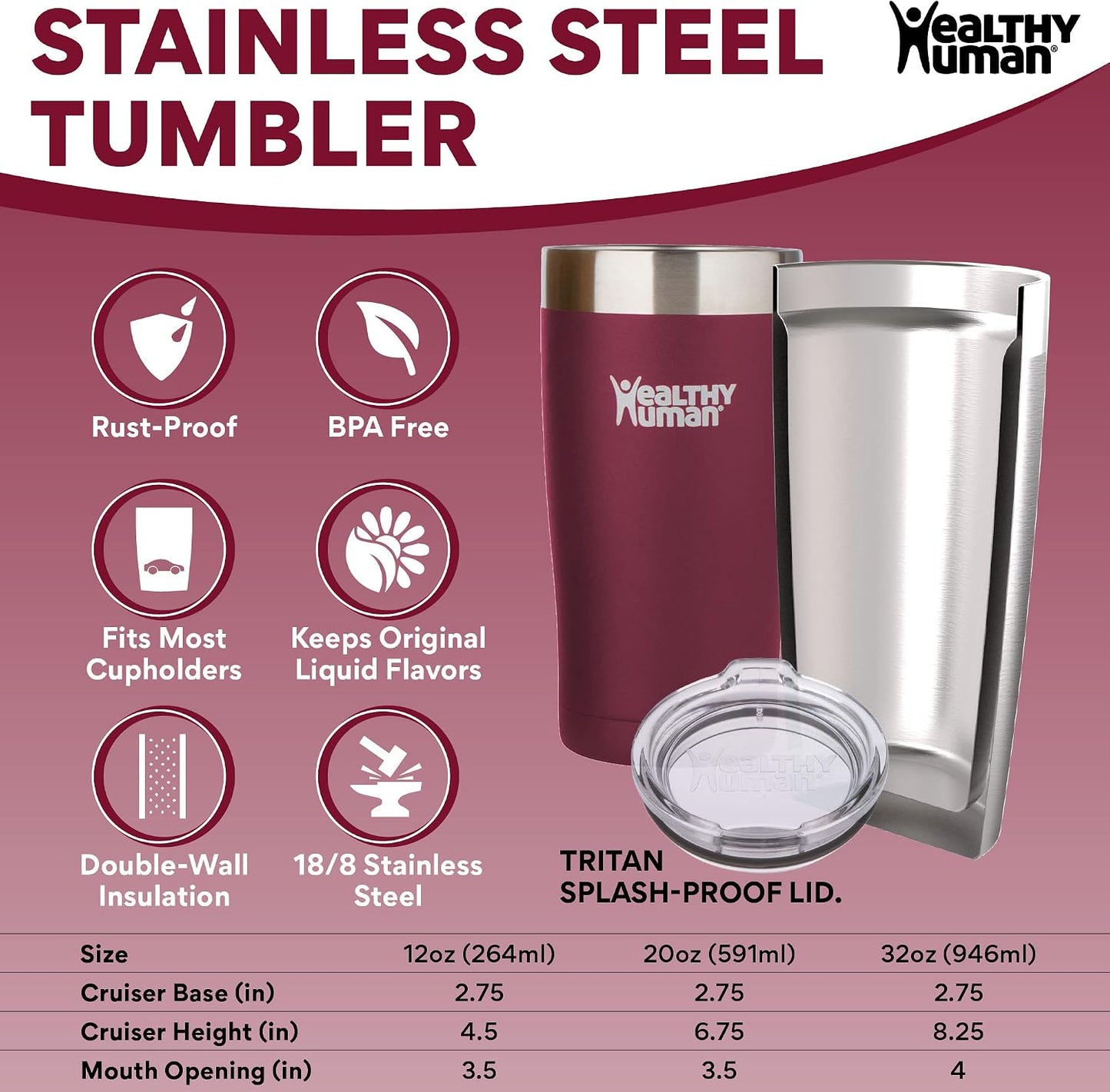 Stainless Steel Tumbler with Straw | Splash Proof Insulated Travel Cruiser Cup | Eco-Friendly Coffee Tumblers with Straws Cleaner & Splash Proof Lid (12oz, Bora Bora)