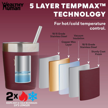 Stainless Steel Tumbler with Straw | Splash Proof Insulated Travel Cruiser Cup | Eco-Friendly Coffee Tumblers with Straws Cleaner & Splash Proof Lid (12oz, Bora Bora)
