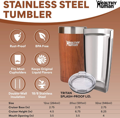 Stainless Steel Tumbler with Straw | Splash Proof Insulated Travel Cruiser Cup | Eco-Friendly Coffee Tumblers with Straws Cleaner & Splash Proof Lid (12oz, Bora Bora)