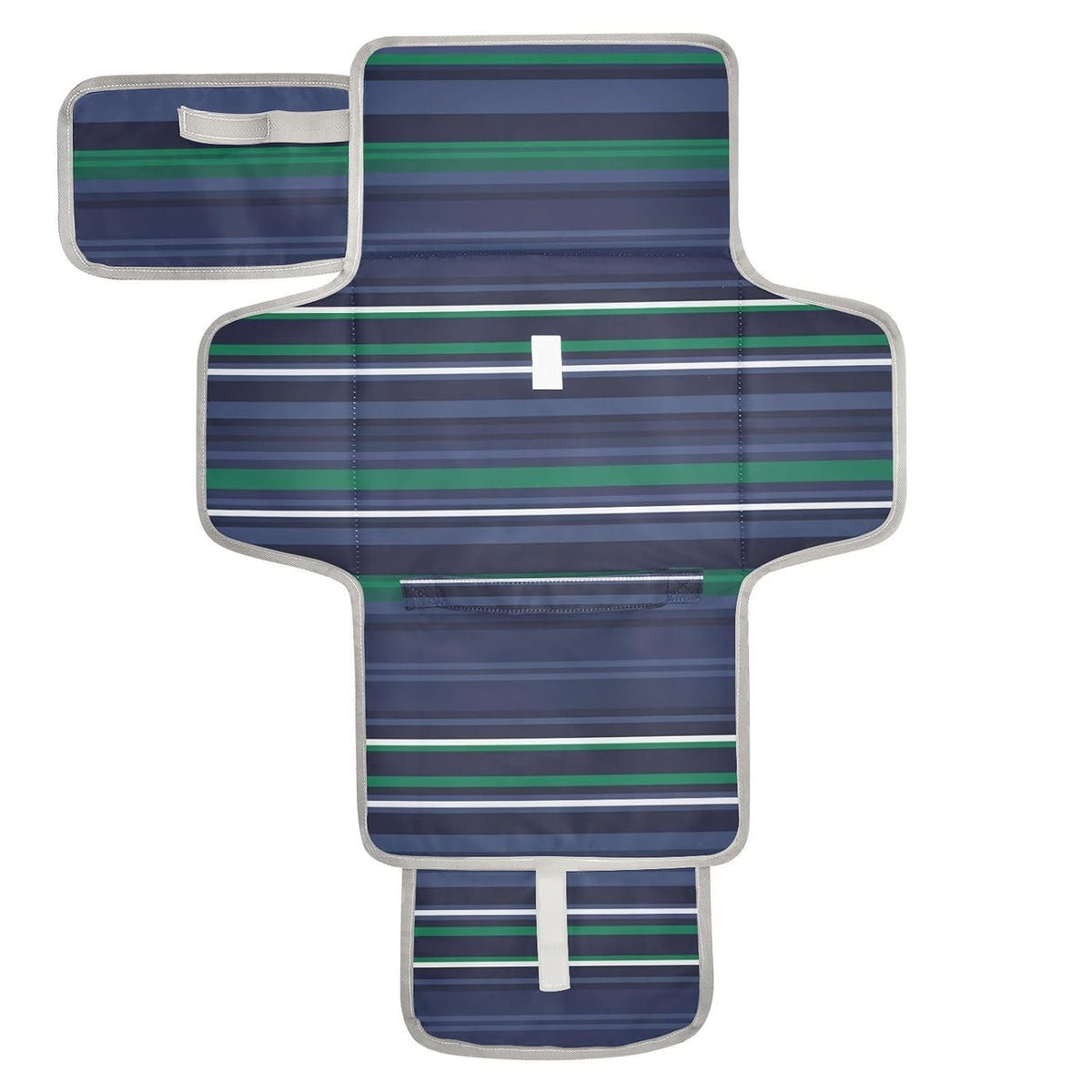 Striped Pattern Portable Diaper Changing Pad - Waterproof Travel Mat with Head Cushion, Diaper & Wipes Pockets, Foldable Baby Changing Mat for On-The-Go Parents