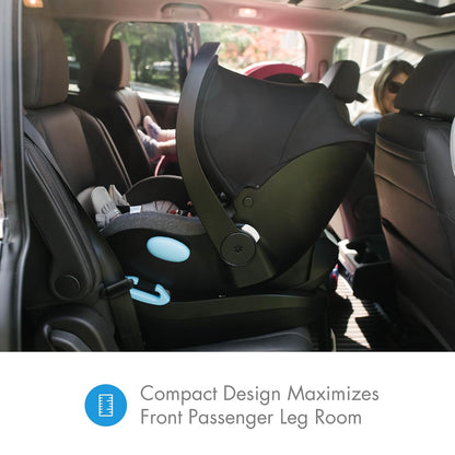 Liing Infant Car Seat with Adjustable Load Leg, Compact, Lightweight Design, 7 Recline Positions, Easy-to-Use Rigid Latch, and Flame Retardant-Free (Railroad Ziip)