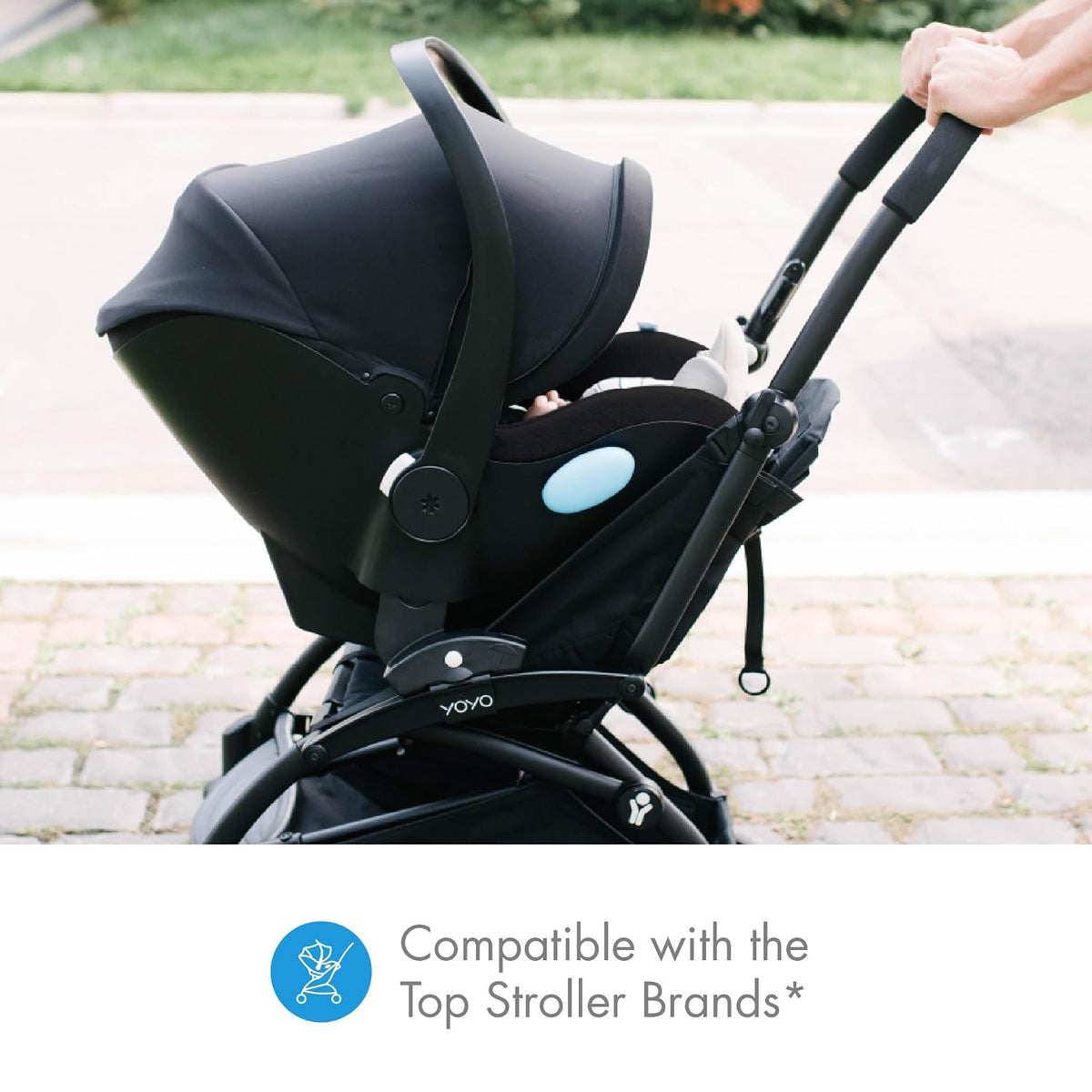 Liing Infant Car Seat with Adjustable Load Leg, Compact, Lightweight Design, 7 Recline Positions, Easy-to-Use Rigid Latch, and Flame Retardant-Free (Railroad Ziip)