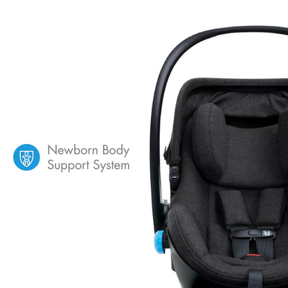 Liing Infant Car Seat with Adjustable Load Leg, Compact, Lightweight Design, 7 Recline Positions, Easy-to-Use Rigid Latch, and Flame Retardant-Free (Railroad Ziip)