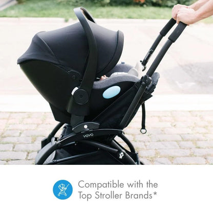 Liing Infant Car Seat with Adjustable Load Leg, Compact, Lightweight Design, 7 Recline Positions, Easy-to-Use Rigid Latch, and Flame Retardant-Free (Railroad Ziip)