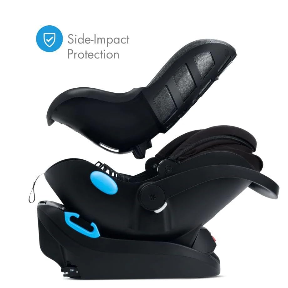 Liing Infant Car Seat with Adjustable Load Leg, Compact, Lightweight Design, 7 Recline Positions, Easy-to-Use Rigid Latch, and Flame Retardant-Free (Railroad Ziip)