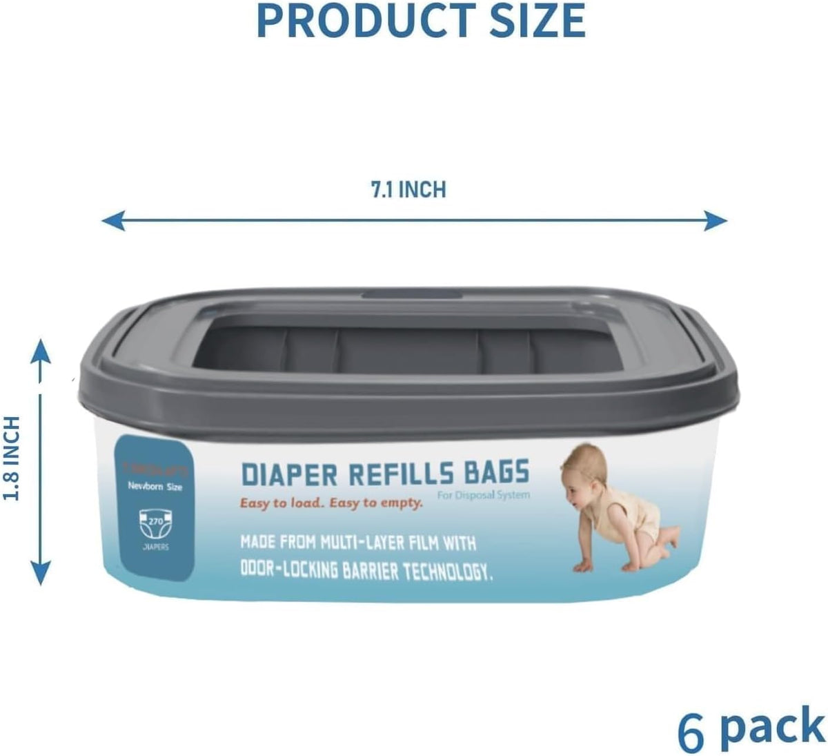 6 Pack Standard Square Refills Disposal Bags Refill