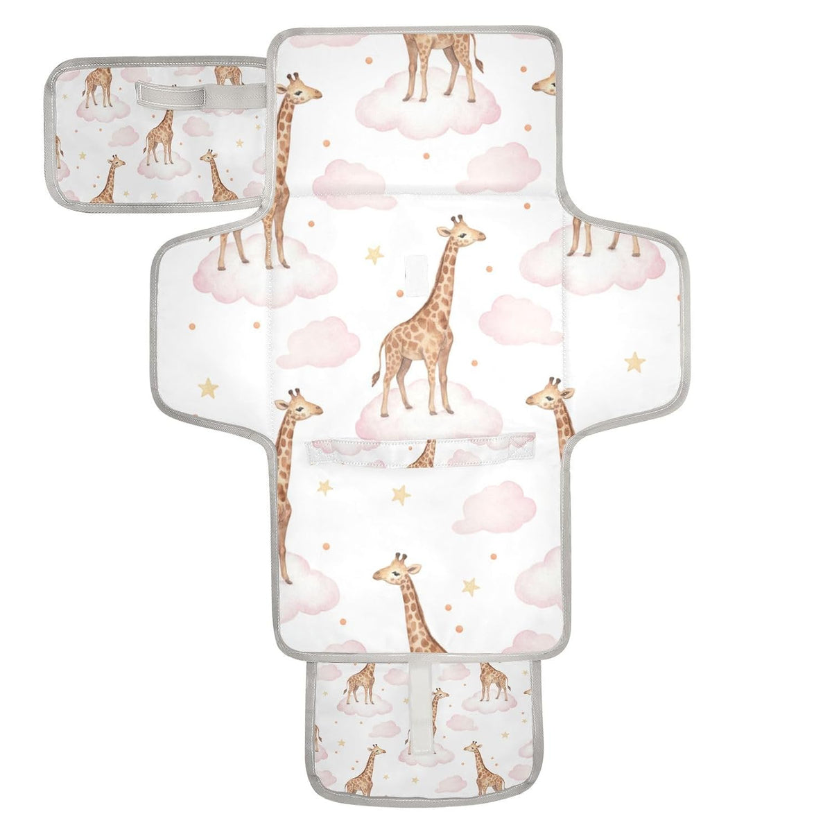 Giraffes Clouds Pattern Portable Diaper Changing Pad for Camping