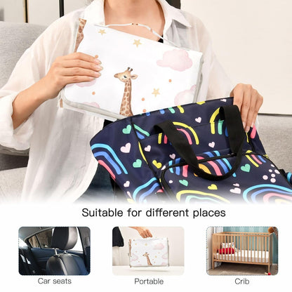 Giraffes Clouds Pattern Portable Diaper Changing Pad for Camping