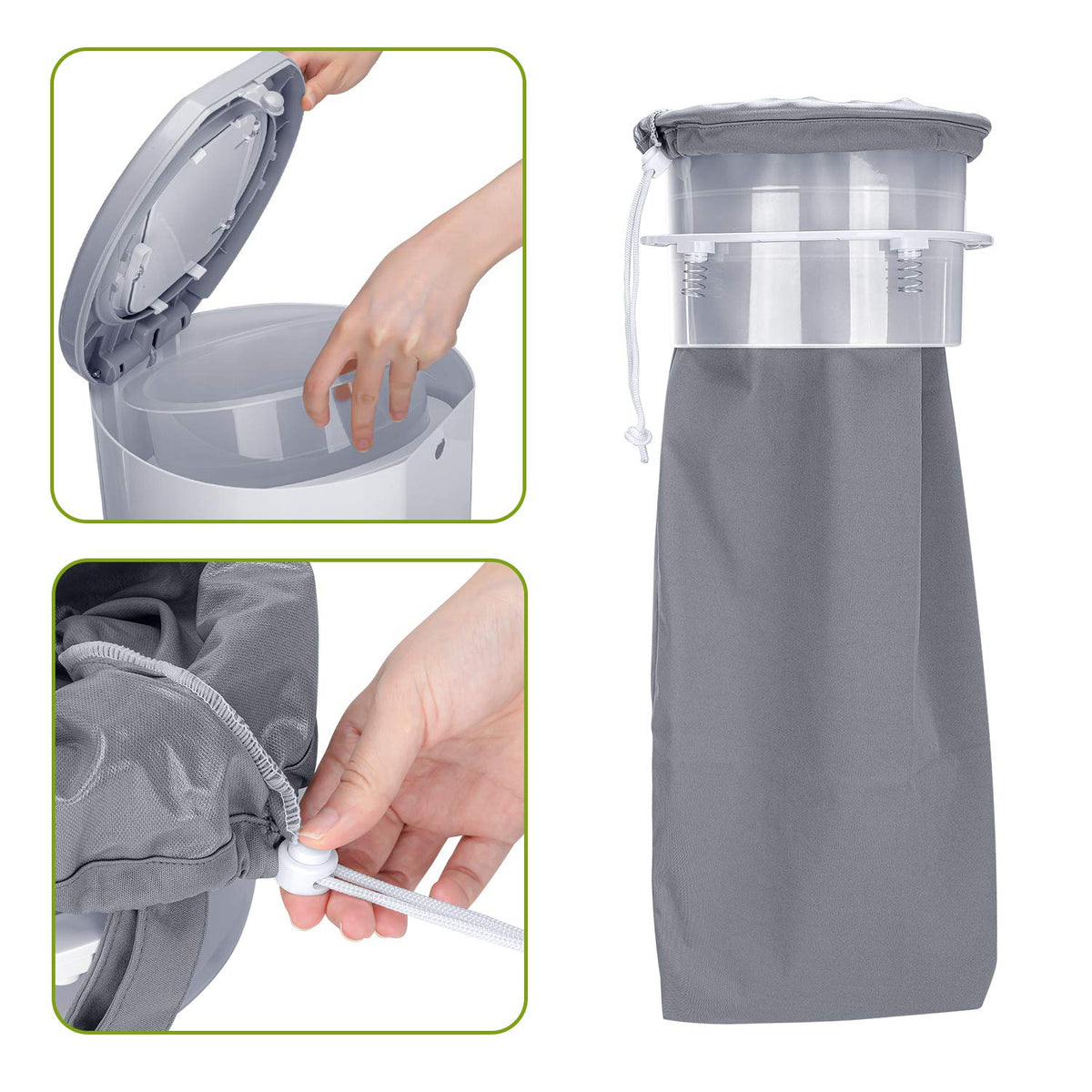 3 Pack Pail Liner for Cloth Diaper, Gray+Gray Arrows+Black Arrows