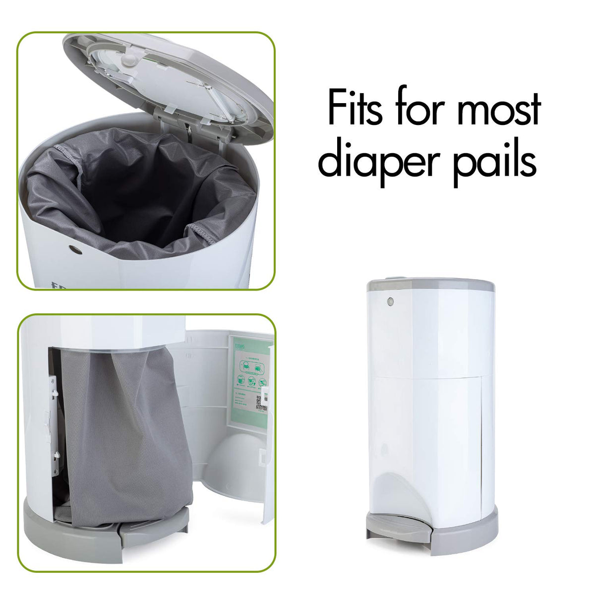3 Pack Pail Liner for Cloth Diaper, Gray+Gray Arrows+Black Arrows