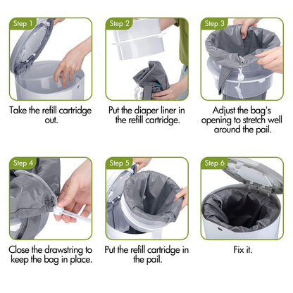 3 Pack Pail Liner for Cloth Diaper, Gray+Gray Arrows+Black Arrows