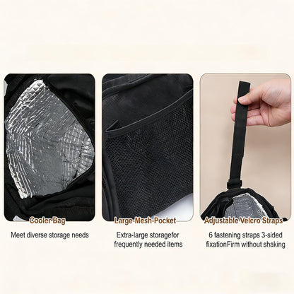 Double Stroller Organizer Accessories with 2 Cooler Pockets & Strong Holding Power, Stroller Caddy Compatible with Bob Duallie & Baby Jogger City Mini GT2, Fits Most Strollers