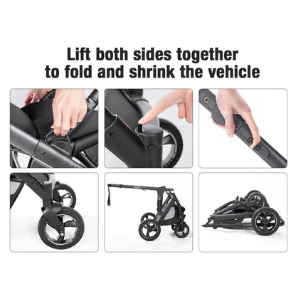 2 in 1 Baby Stroller with Bassinet, White, Aluminum Frame, Newborn to Toddler, 5-Point Harness, 33 lbs Max Weight, 26.5 lbs