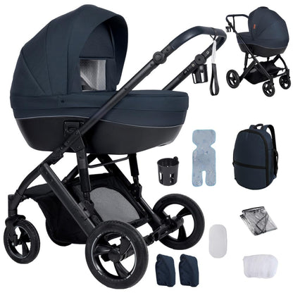 2 in 1 Baby Stroller with Bassinet, White, Aluminum Frame, Newborn to Toddler, 5-Point Harness, 33 lbs Max Weight, 26.5 lbs
