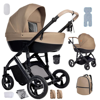 2 in 1 Baby Stroller with Bassinet, White, Aluminum Frame, Newborn to Toddler, 5-Point Harness, 33 lbs Max Weight, 26.5 lbs