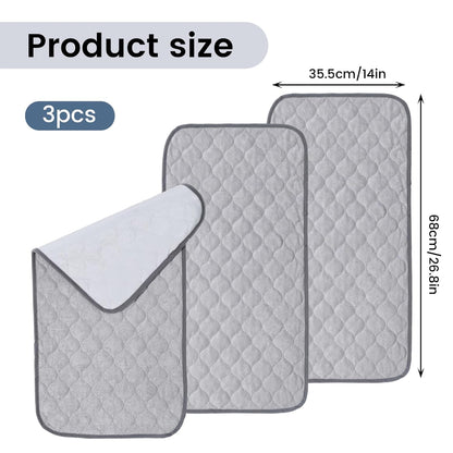 3PCS Waterproof Changing Pad Liners 27x14 Reusable Portable Diaper Changing Mat Machine Washable