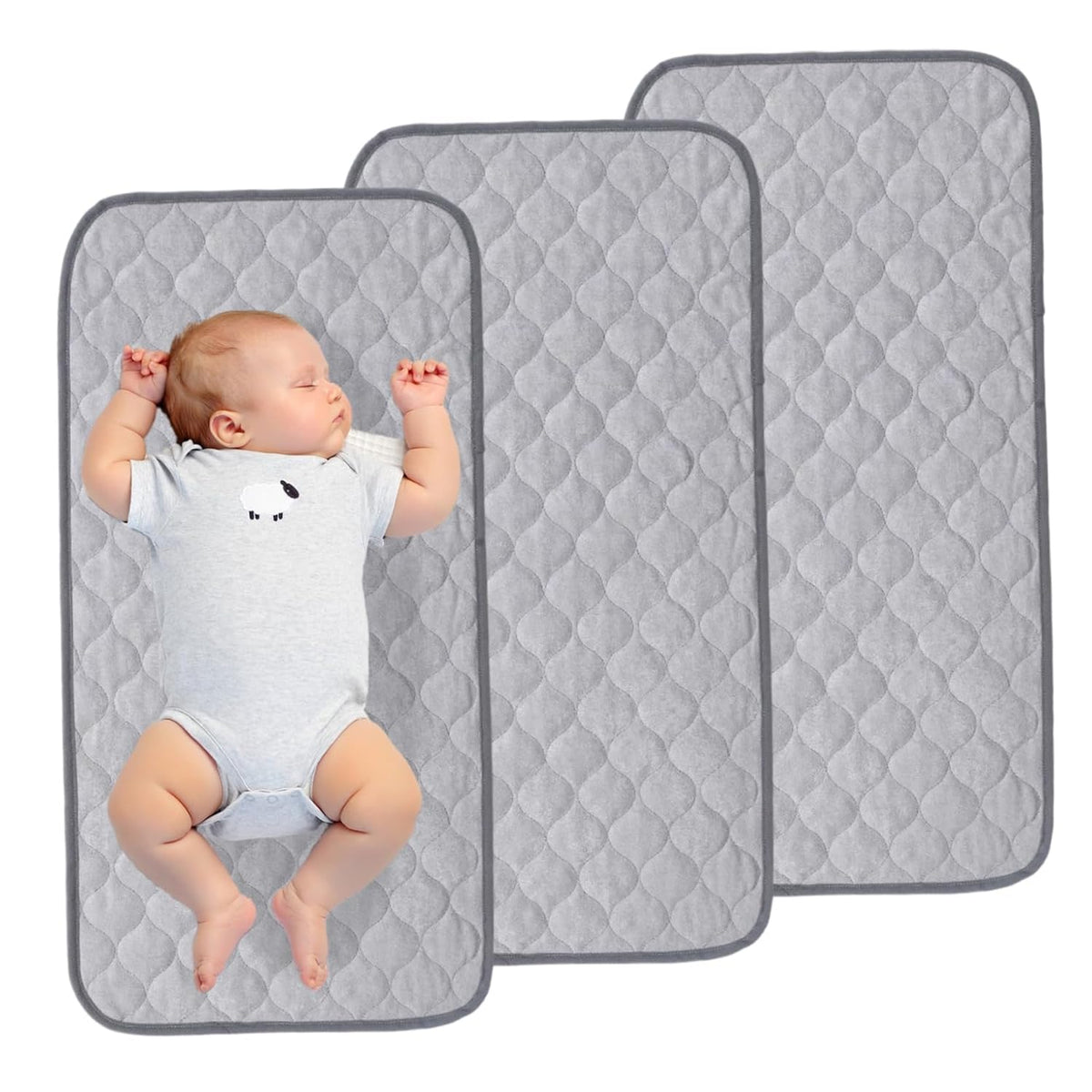 3PCS Waterproof Changing Pad Liners 27x14 Reusable Portable Diaper Changing Mat Machine Washable