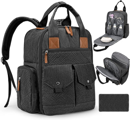 Diaper Bag Backpack with Portable Changing Pad, Black