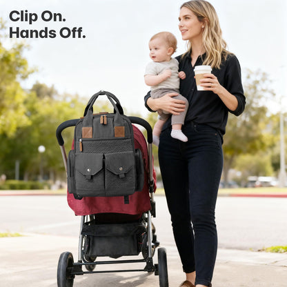 Diaper Bag Backpack with Portable Changing Pad, Black