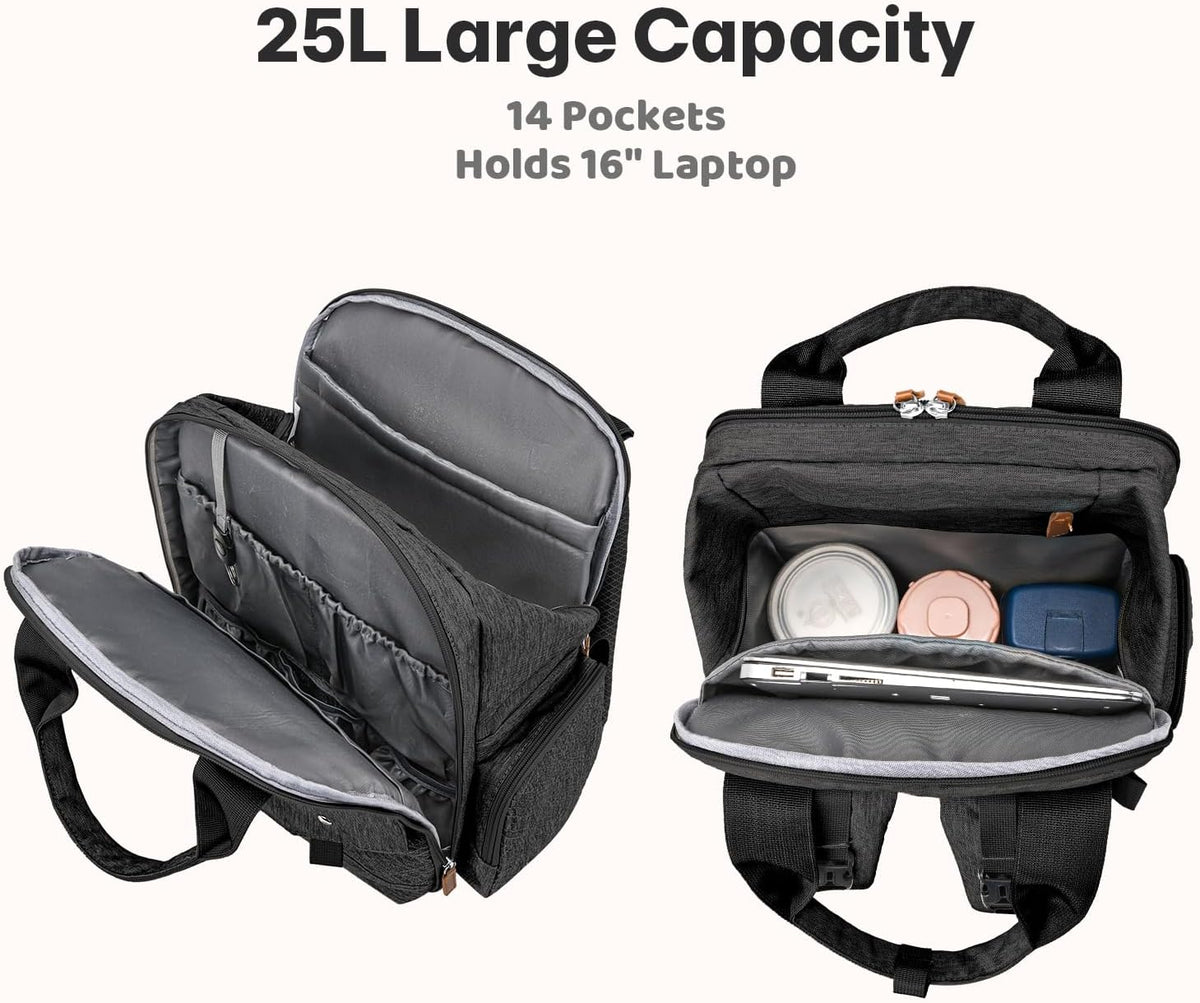 Diaper Bag Backpack with Portable Changing Pad, Black