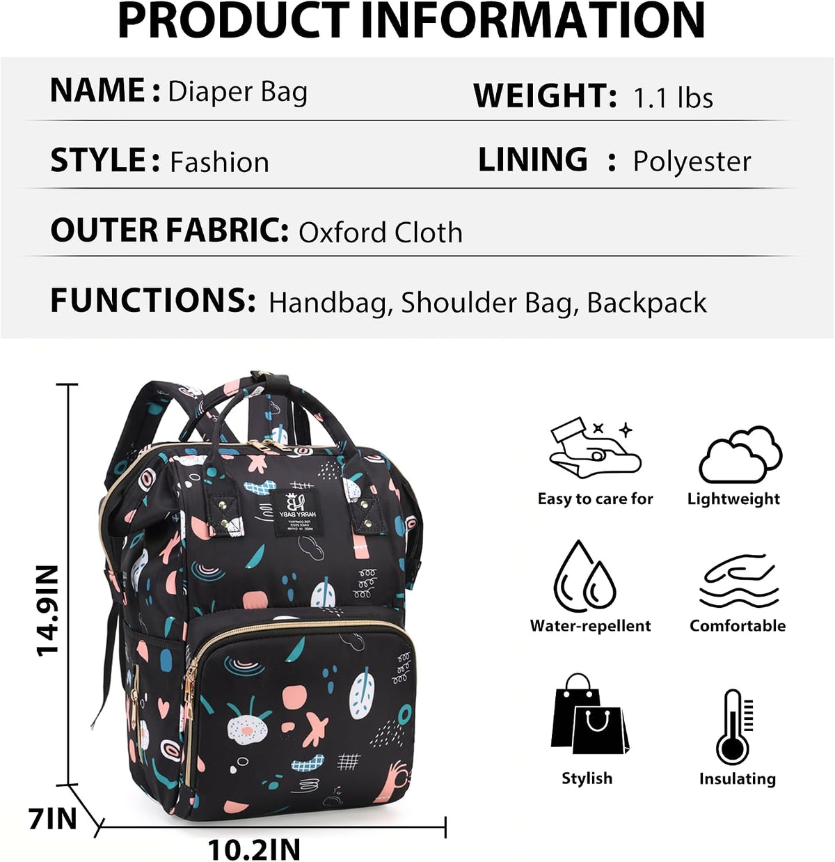 Diaper Bag Backpack for Moms Baby Essentials Travel Tote Nappy Changing Bag with Insulated Pockets,Multi-Waterproof Backpack (Blue)