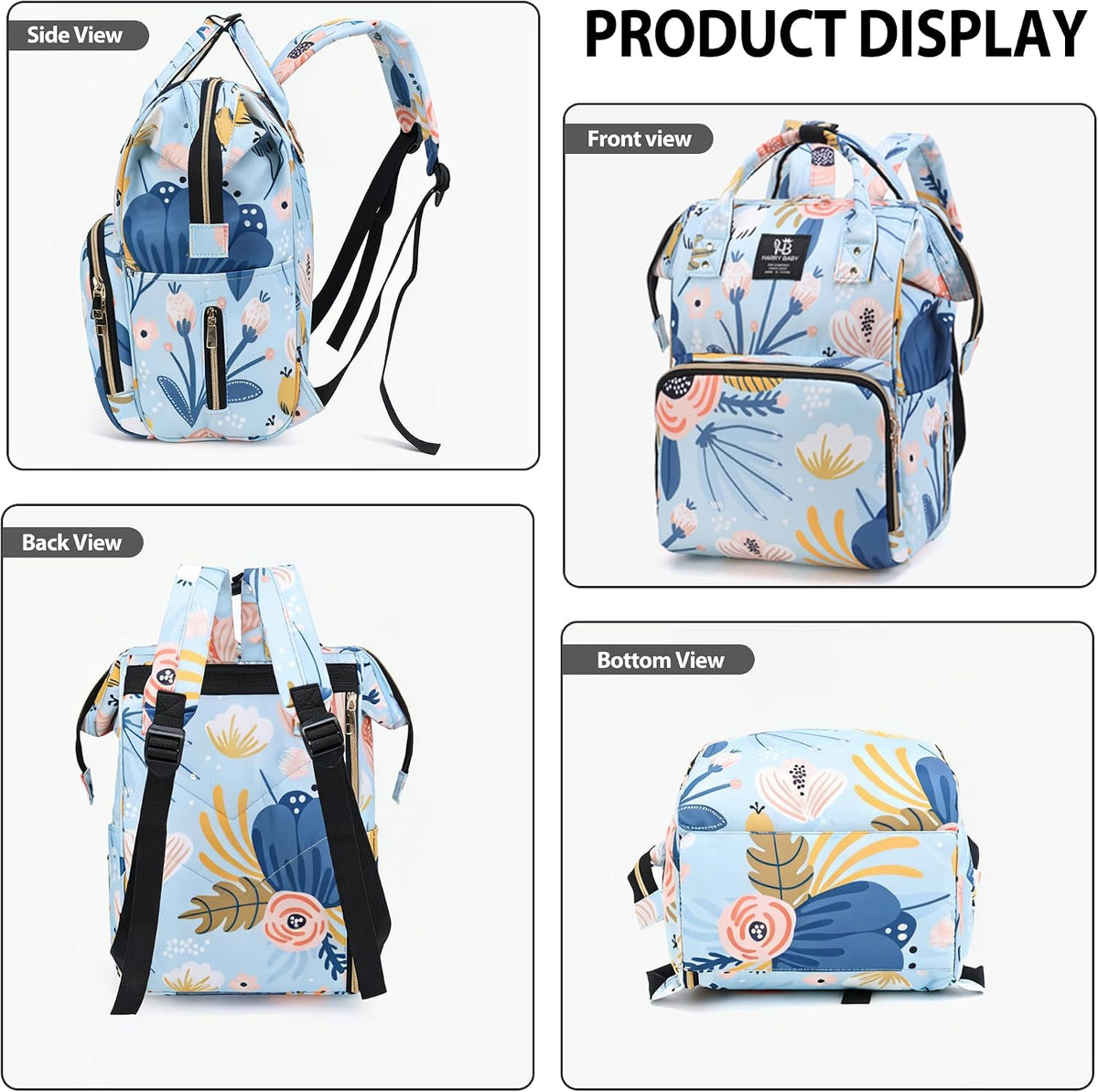 Diaper Bag Backpack for Moms Baby Essentials Travel Tote Nappy Changing Bag with Insulated Pockets,Multi-Waterproof Backpack (Blue)