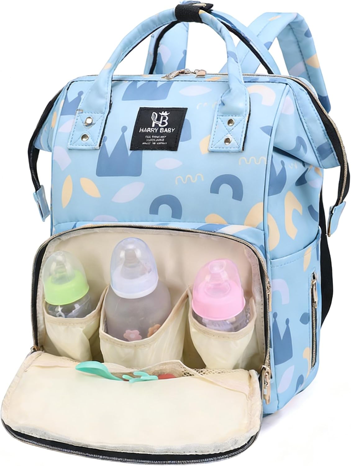 Diaper Bag Backpack for Moms Baby Essentials Travel Tote Nappy Changing Bag with Insulated Pockets,Multi-Waterproof Backpack (Blue)