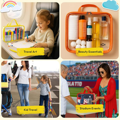 6 Pack Extra Large Toy Storage Bags with Labels, Clear Waterproof Organizer Bags with Double Zipper & Handles for Books, Puzzles, Games & Classroom Storage.