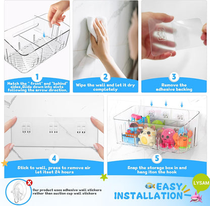 Bath Toy Storage, Large Bath Toy Holder - 3 Compartments, Quick-Dry